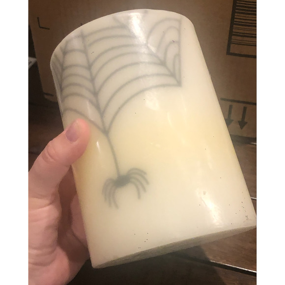 Vintage Hollow Wax Spider web Candle Holder Halloween Spooky - Picture 8 of 8